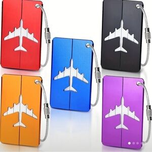 5pcs Airplane Aluminum Alloy Luggage Tags Set With Secure Steel Loop 🔥Host Pick🔥
